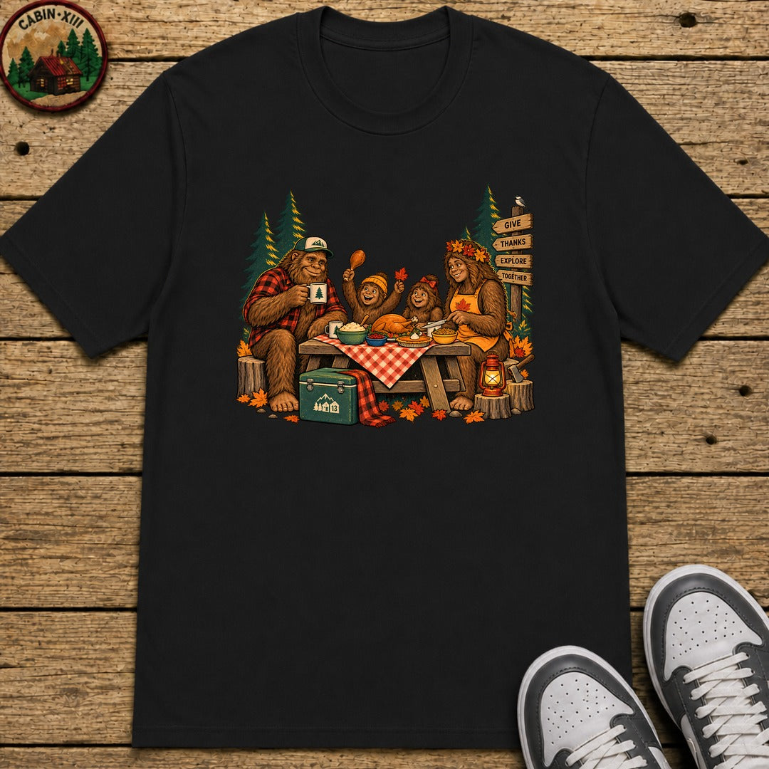 Bigfoot Family Thanksgiving Kids T-Shirt - Black