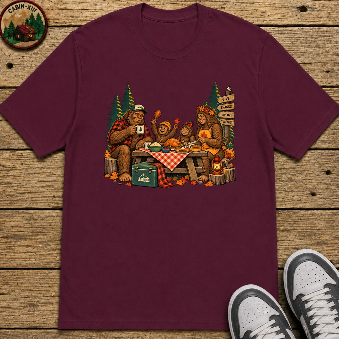 Bigfoot Family Thanksgiving Kids T-Shirt - Maroon