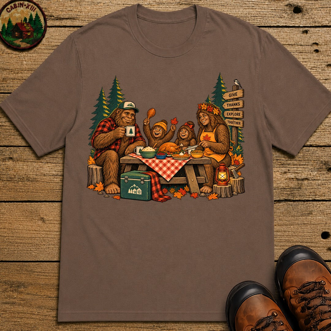 Bigfoot Family Thanksgiving T-Shirt - Espresso