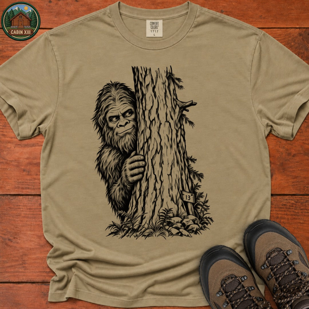 Bigfoot Hiding Sketch T-Shirt - Khaki