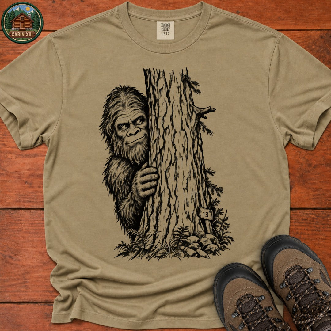 Bigfoot Hiding Sketch T-Shirt - Khaki