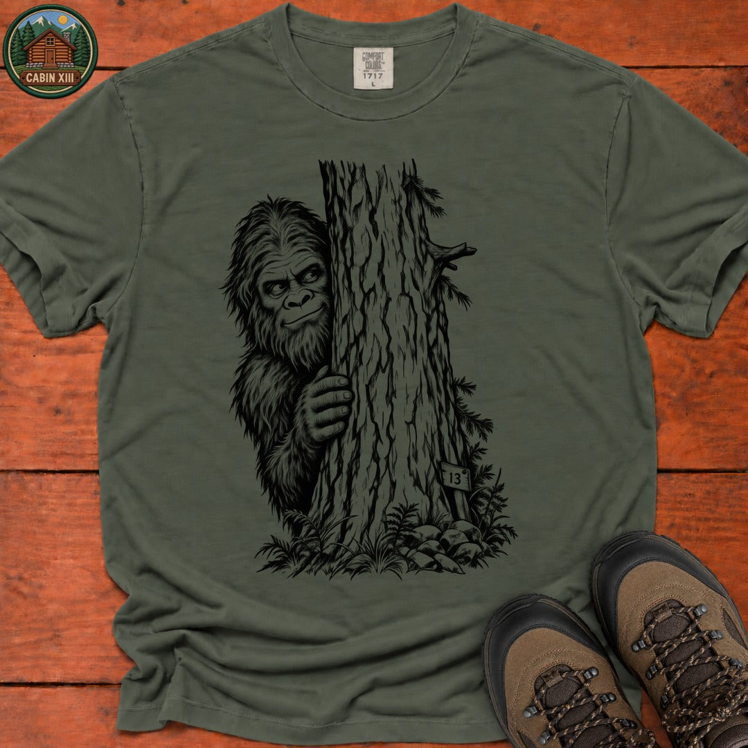 Bigfoot Hiding Sketch T-Shirt - Moss