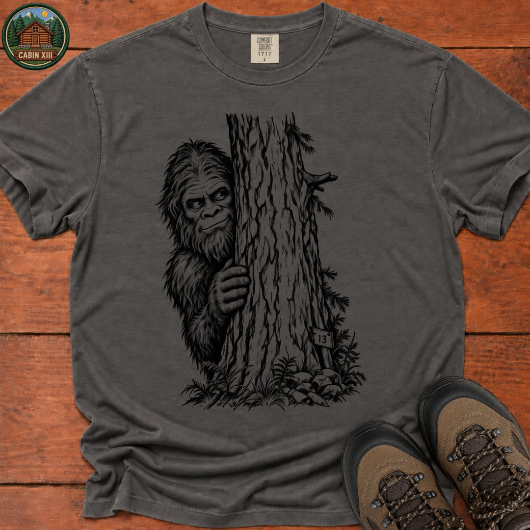 Bigfoot Hiding Sketch T-Shirt - Pepper