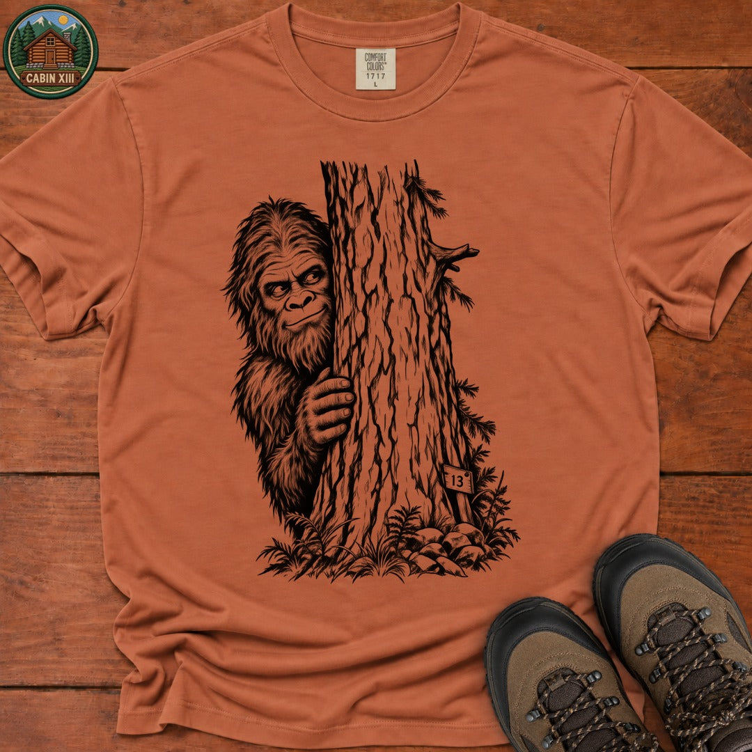 Bigfoot Hiding Sketch T-Shirt - Yam