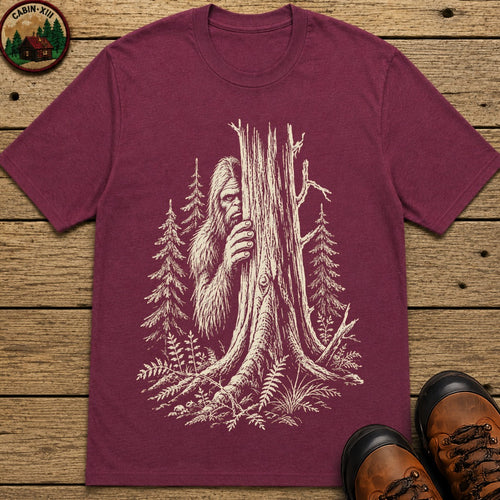 Bigfoot Hiding T-Shirt - Berry