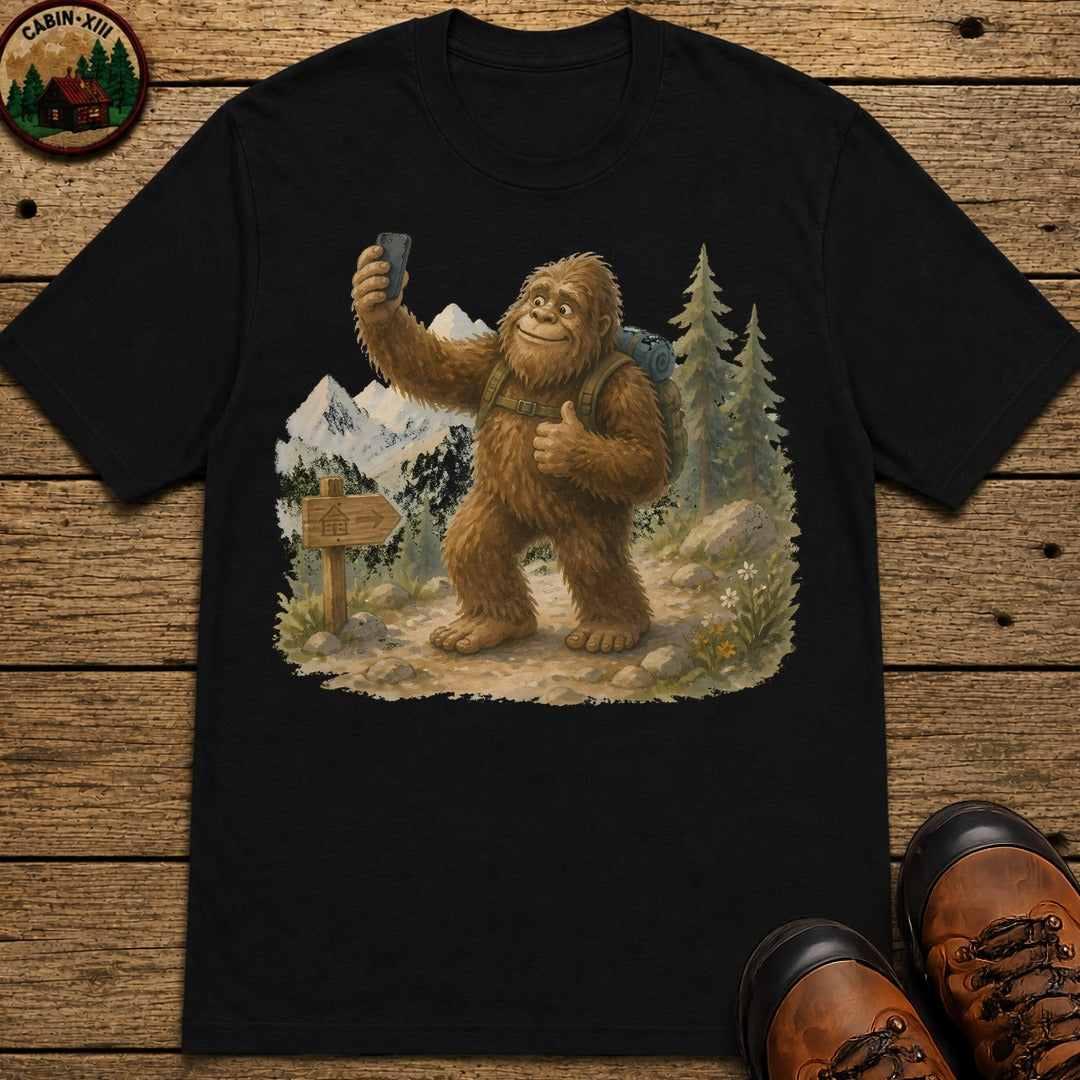 Bigfoot On A Hike T-Shirt - Black