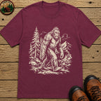 Bigfoot — Vintage Sasquatch Wilderness Sketch Tee - Berry