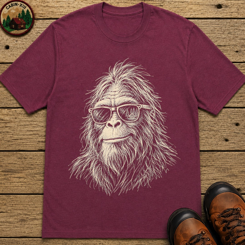 Bigfoot in sunglasses Sketch T-Shirt - Berry