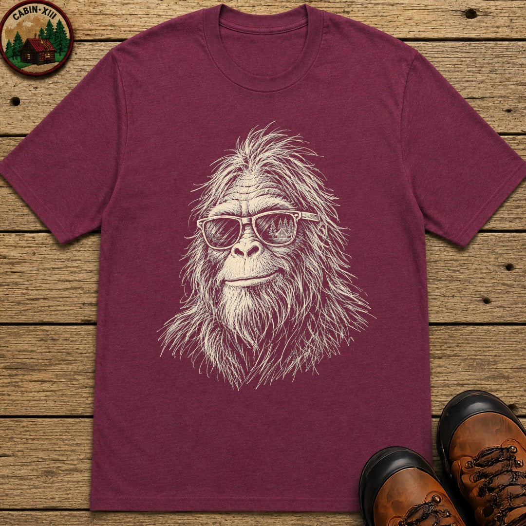 Bigfoot in sunglasses Sketch T-Shirt - Berry