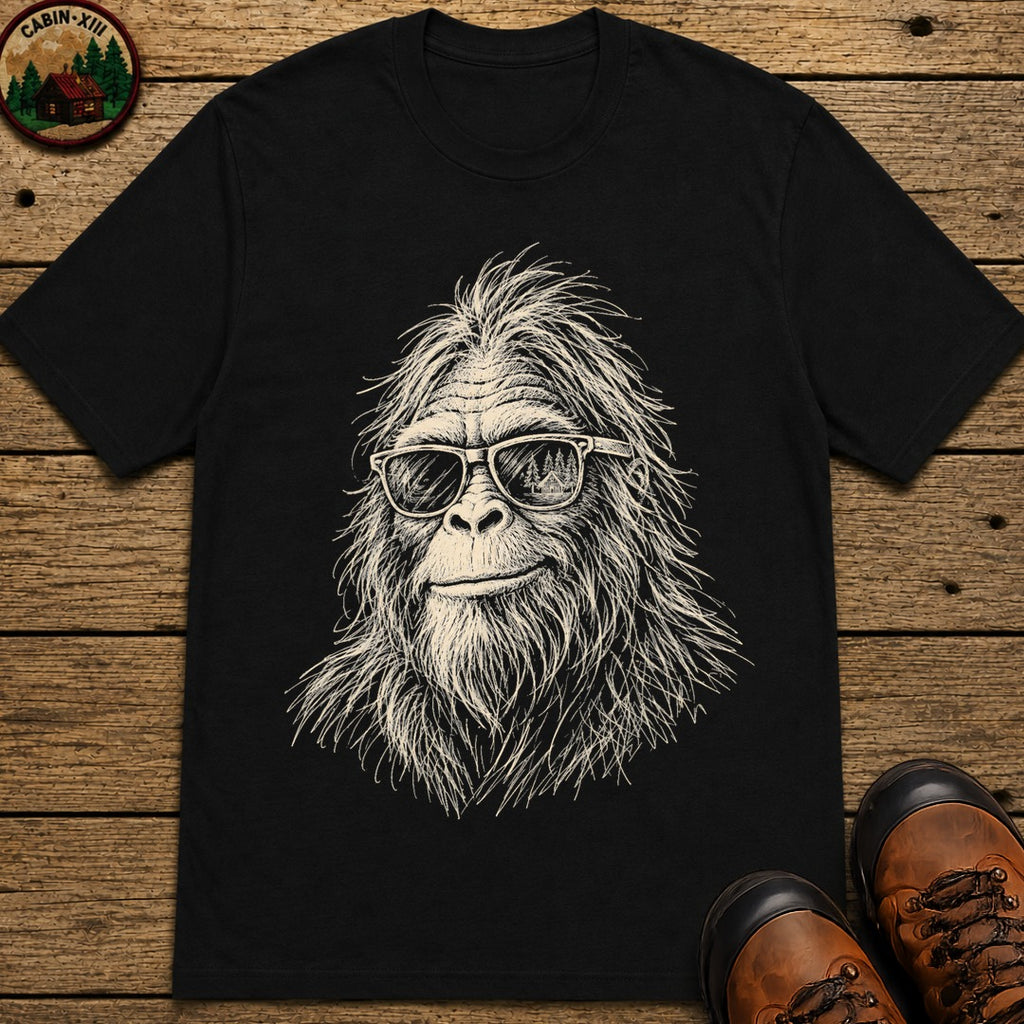 Bigfoot in sunglasses Sketch T-Shirt - Black