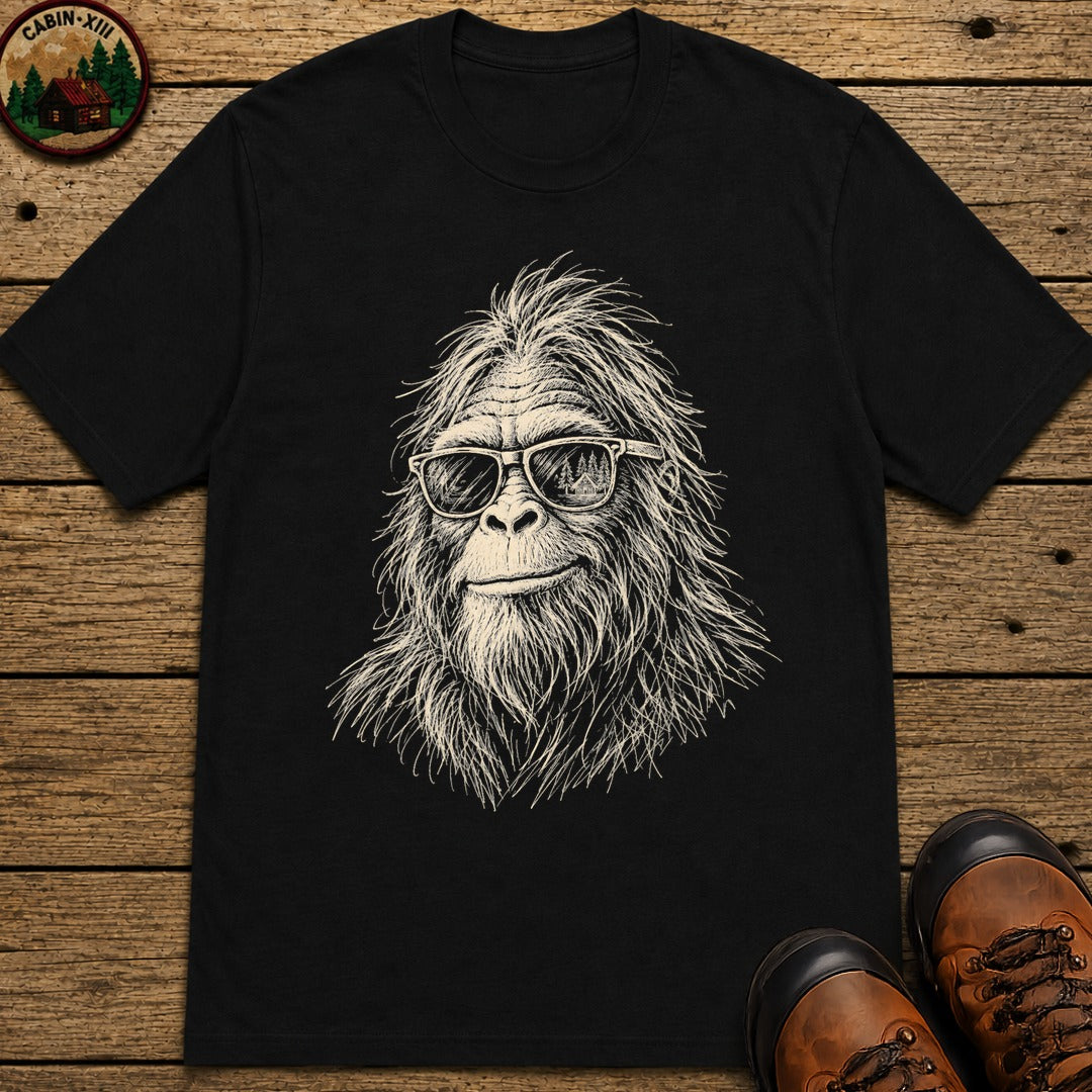 Bigfoot in sunglasses Sketch T-Shirt - Black