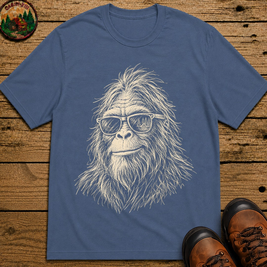 Bigfoot in sunglasses Sketch T-Shirt - Blue Jean