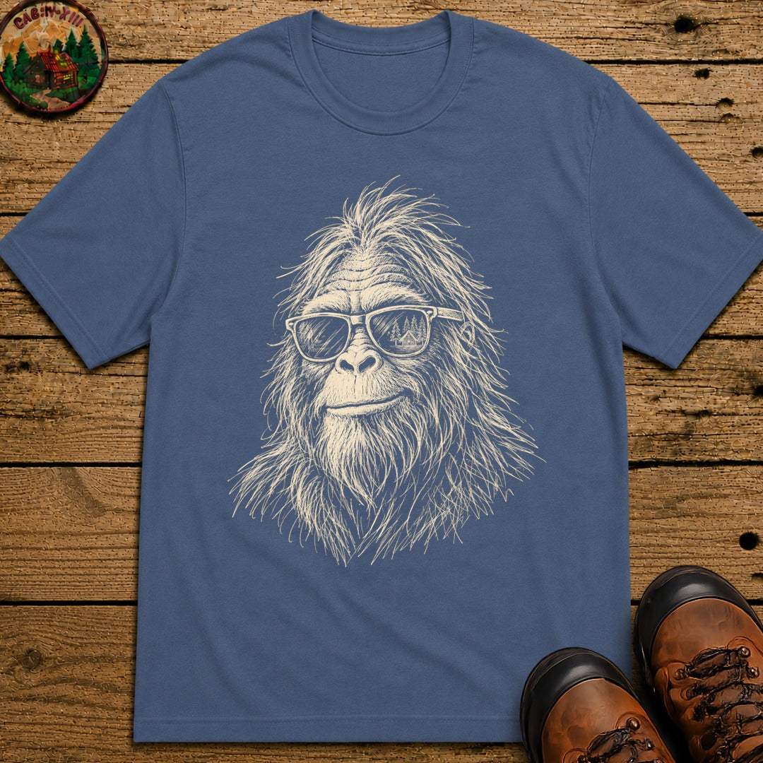 Bigfoot in sunglasses Sketch T-Shirt - Blue Jean