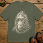 Bigfoot in sunglasses Sketch T-Shirt - Moss