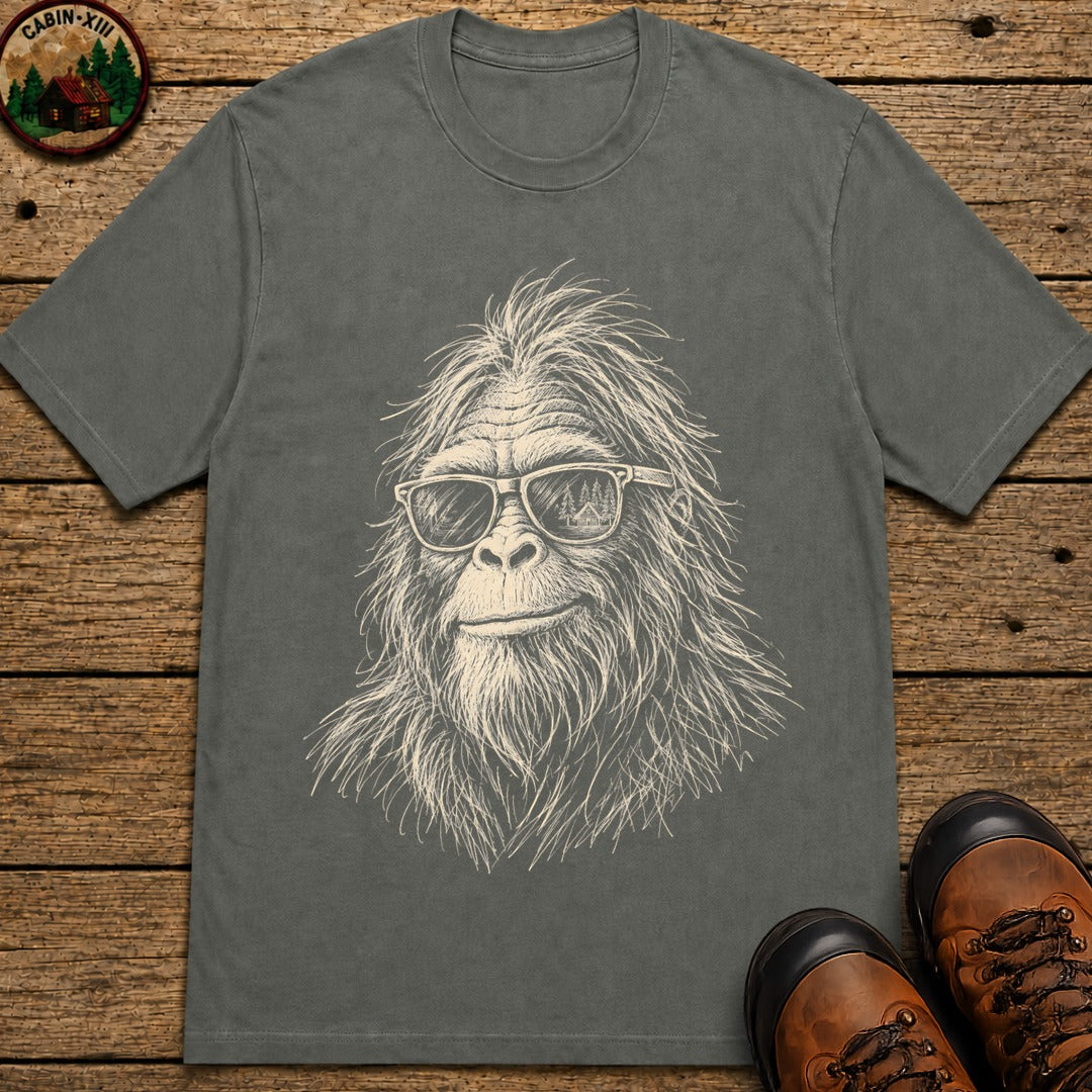 Bigfoot in sunglasses Sketch T-Shirt - Pepper