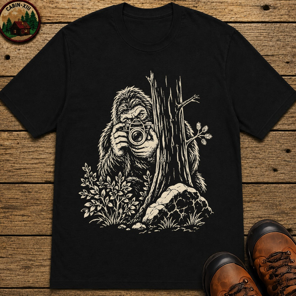 Bigfoot with a Camera T-Shirt - Black