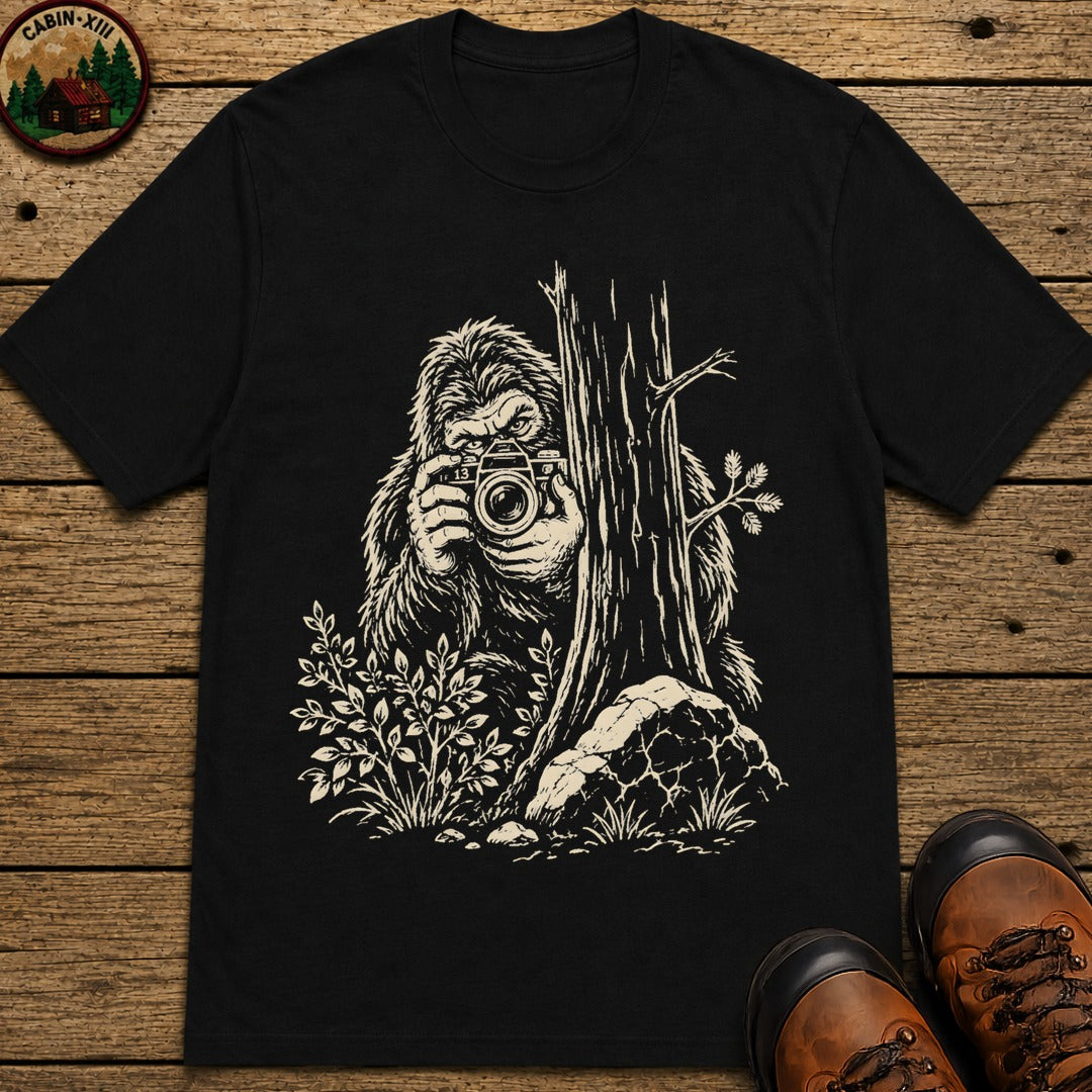 Bigfoot with a Camera T-Shirt - Black