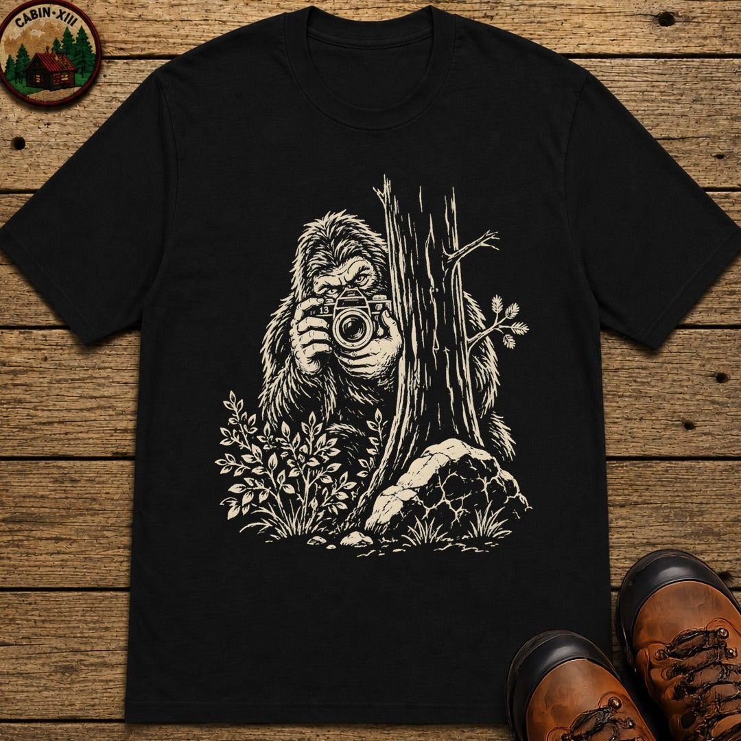 Bigfoot with a Camera T-Shirt - Black