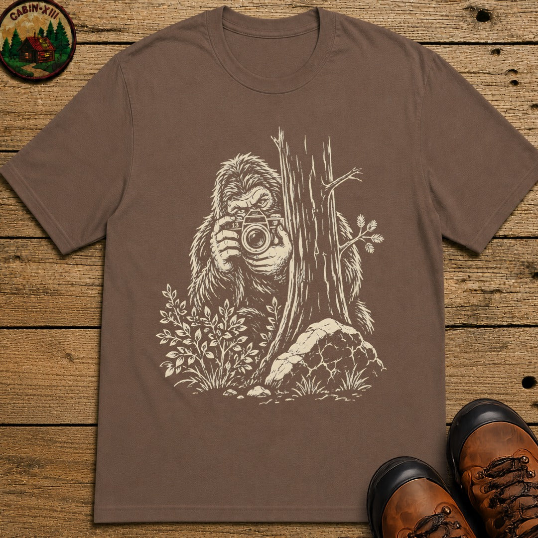 Bigfoot with a Camera T-Shirt - Espresso