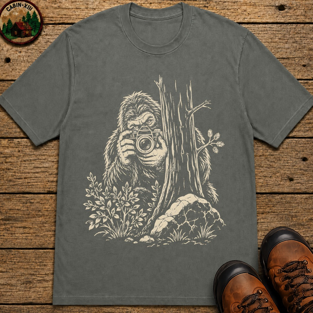 Bigfoot with a Camera T-Shirt - Pepper