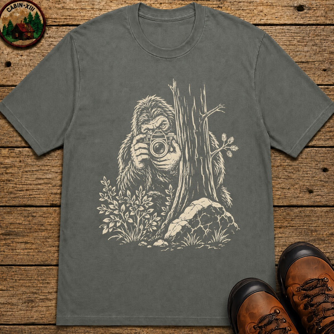 Bigfoot with a Camera T-Shirt - Pepper