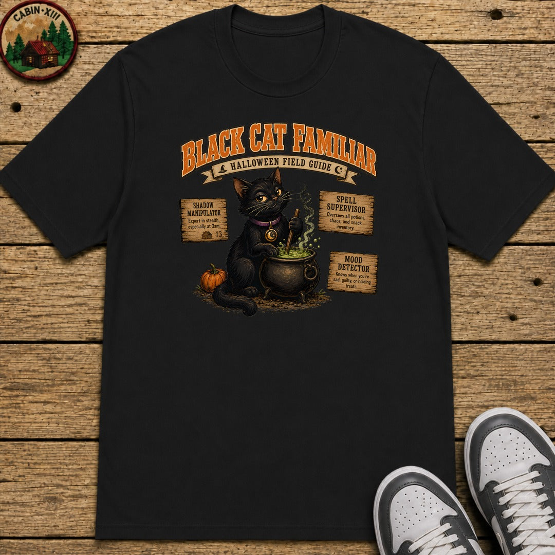 Black Cat Familiar Field Guide Kids T-Shirt - Black