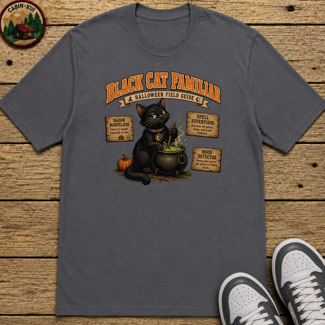 Black Cat Familiar Field Guide Kids T-Shirt - Charcoal