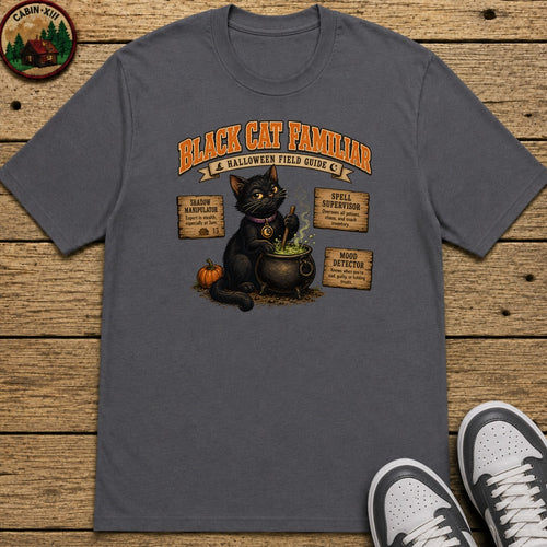 Black Cat Familiar Field Guide Kids T-Shirt - Charcoal
