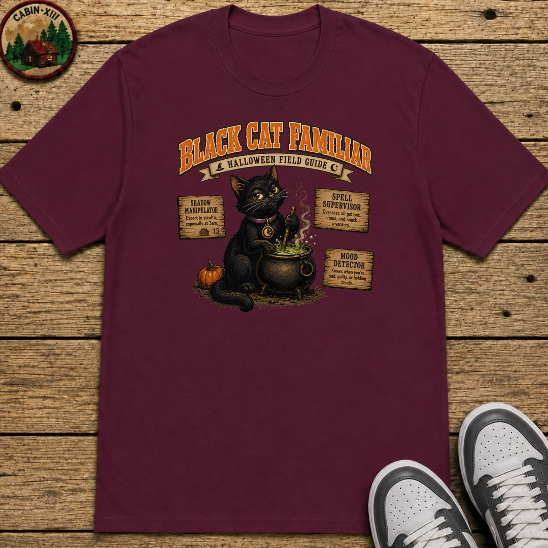Black Cat Familiar Field Guide Kids T-Shirt - Maroon