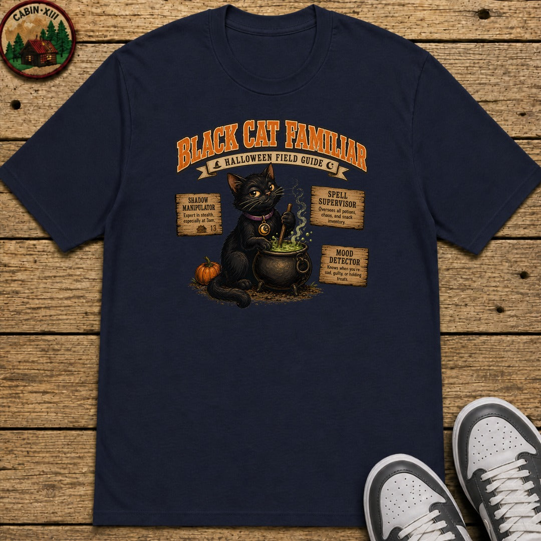 Black Cat Familiar Field Guide Kids T-Shirt - Navy