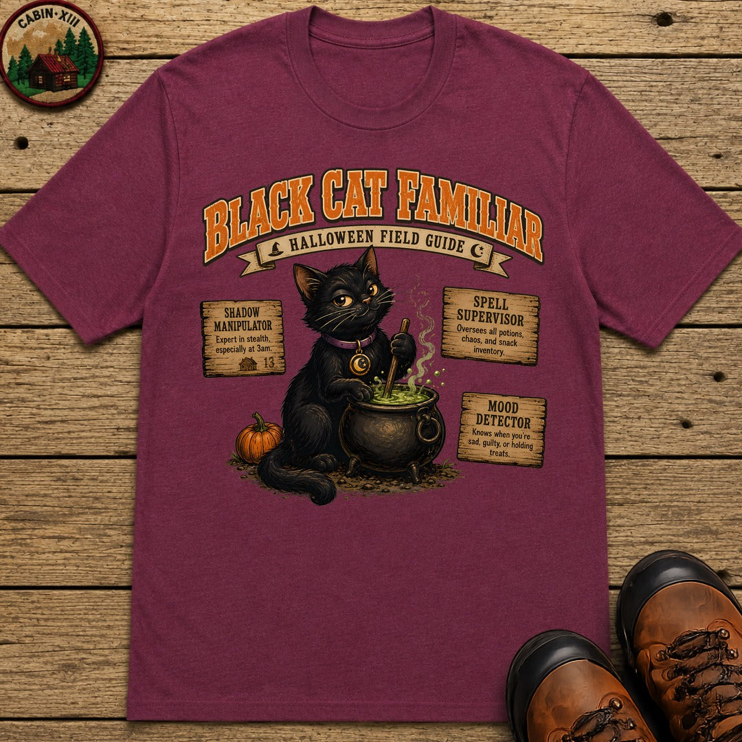 Black Cat Familiar Field Guide T-Shirt - Berry