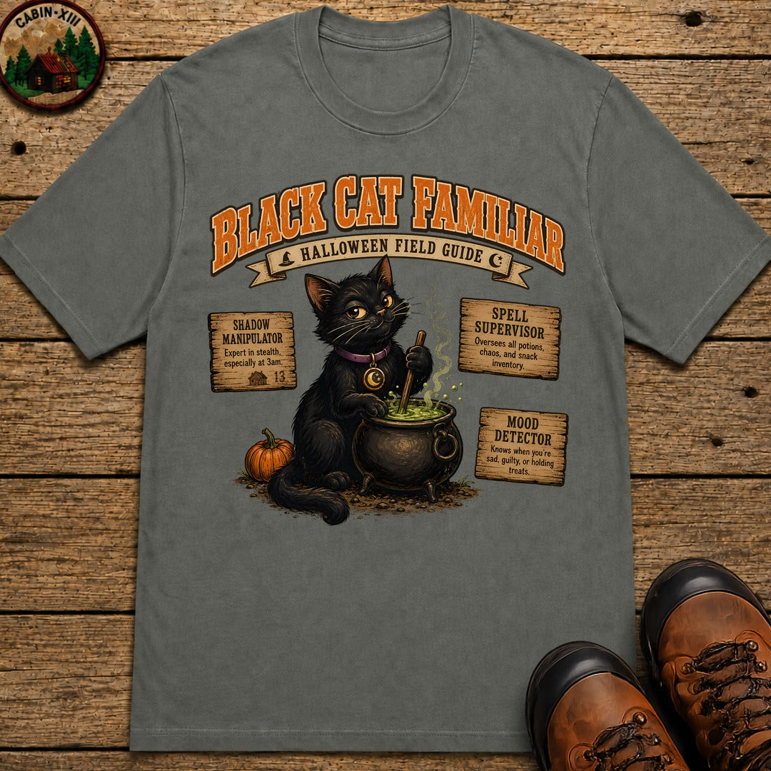 Black Cat Familiar Field Guide T-Shirt - Pepper
