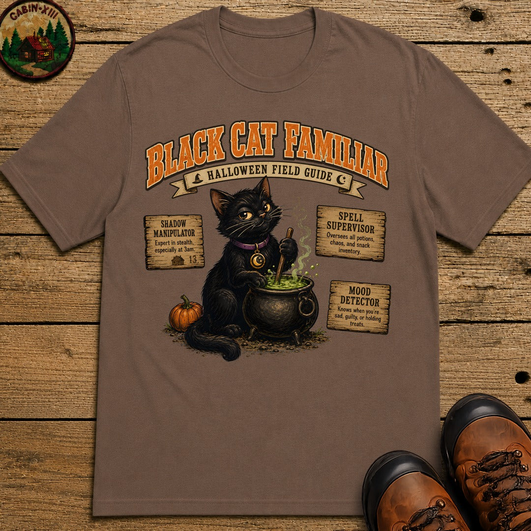 Black Cat Familiar Field Guide T Shirt - Espresso
