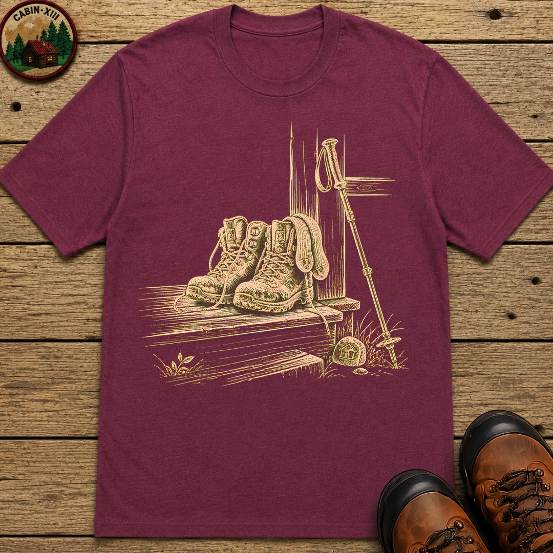 Boots By The Door T-Shirt - Berry