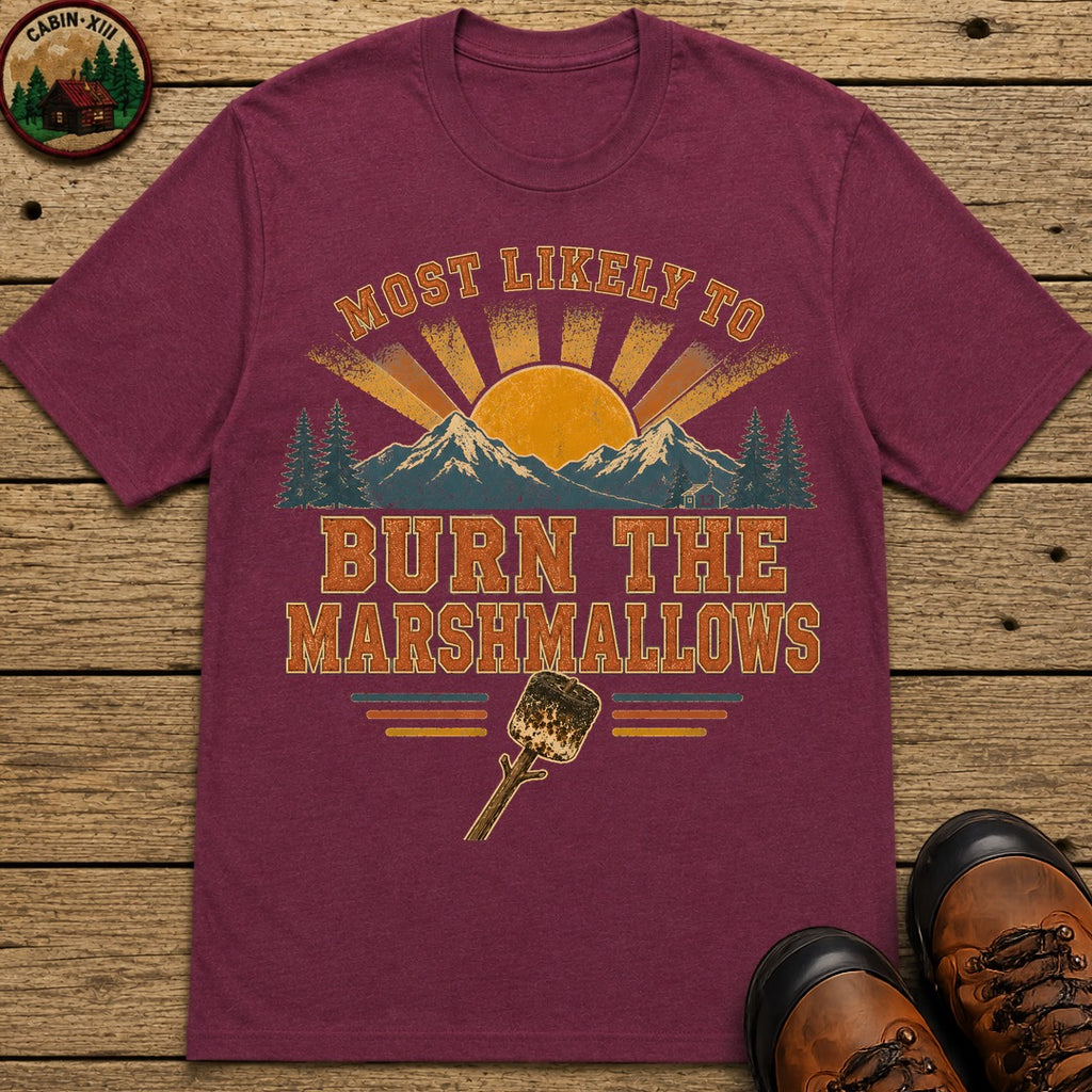Burn The Marshmallows (Retro) T Shirt - Berry