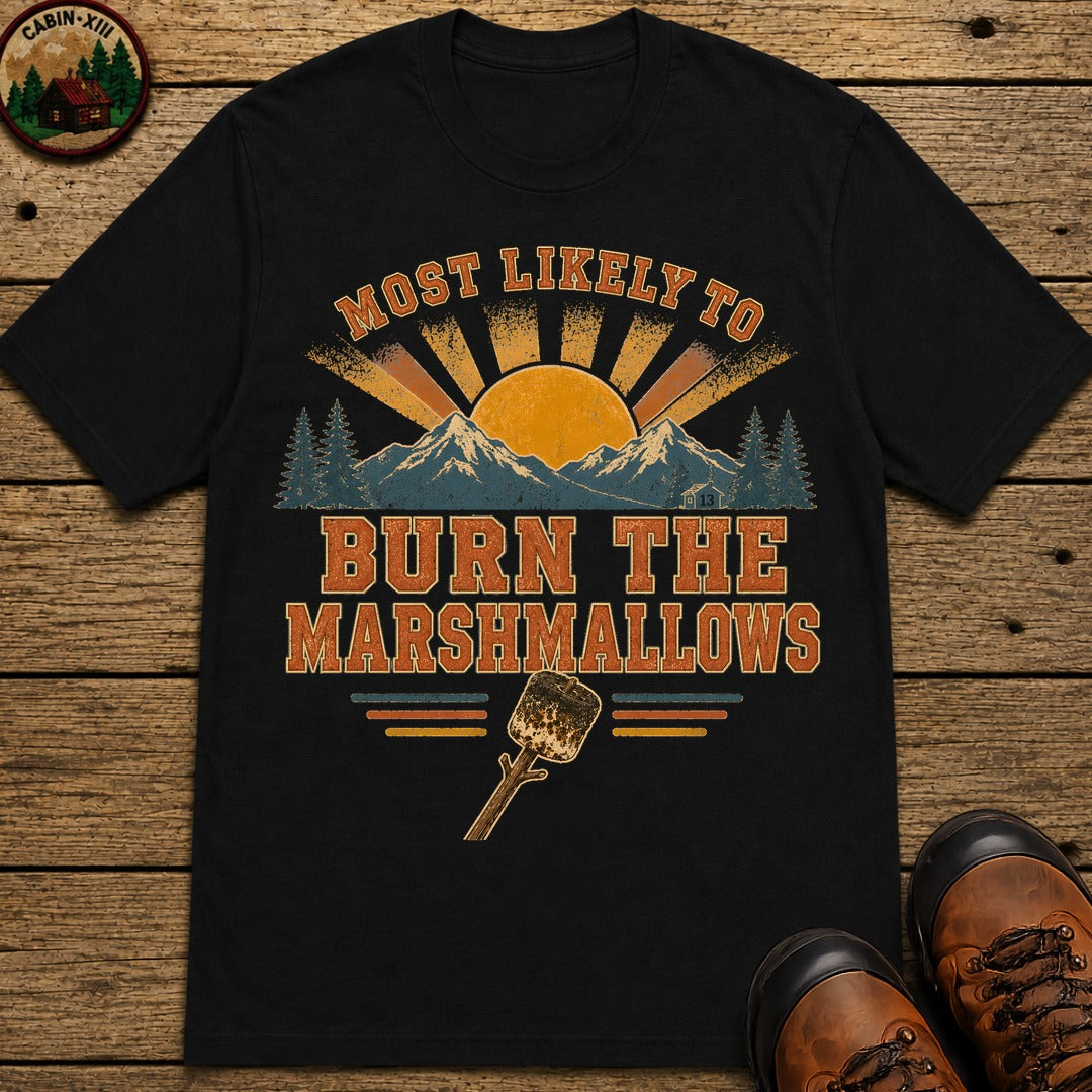 Burn The Marshmallows (Retro) T Shirt - Black