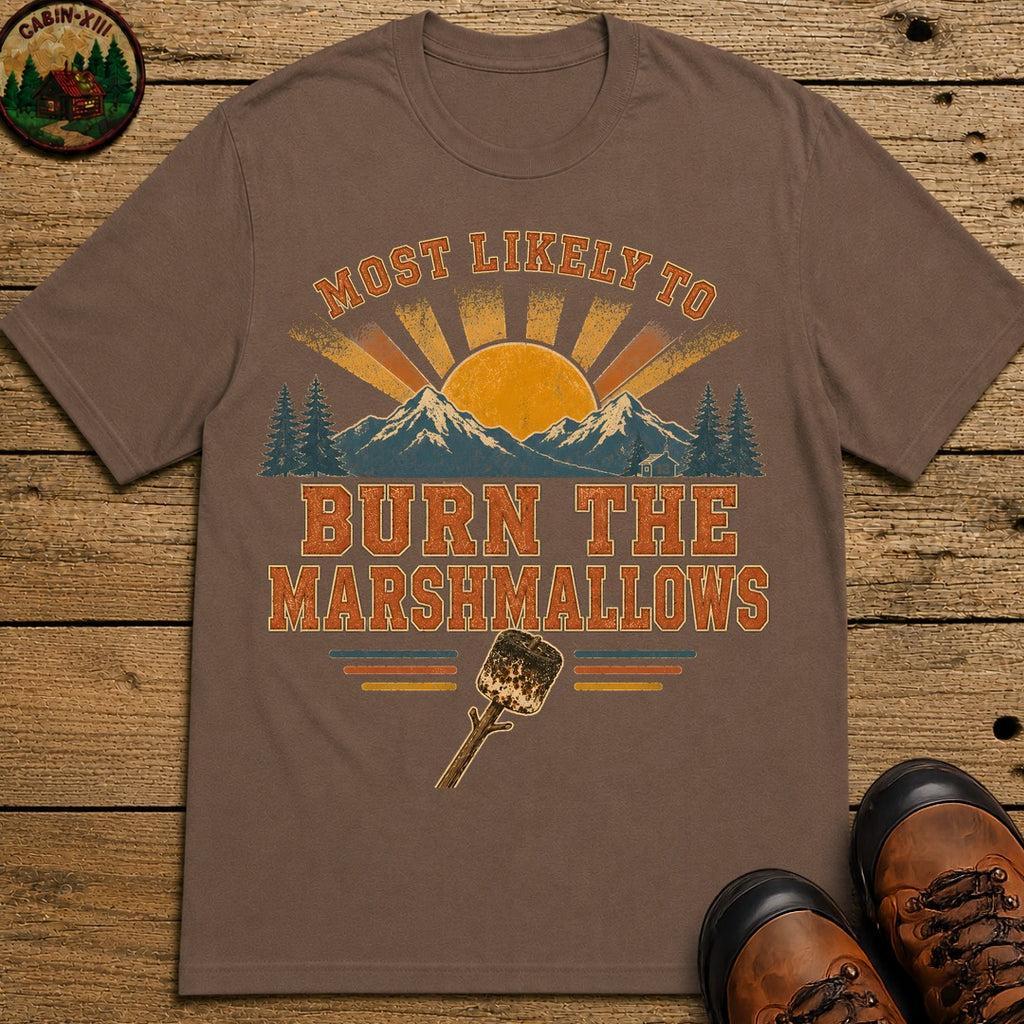 Burn The Marshmallows (Retro) T Shirt - Espresso