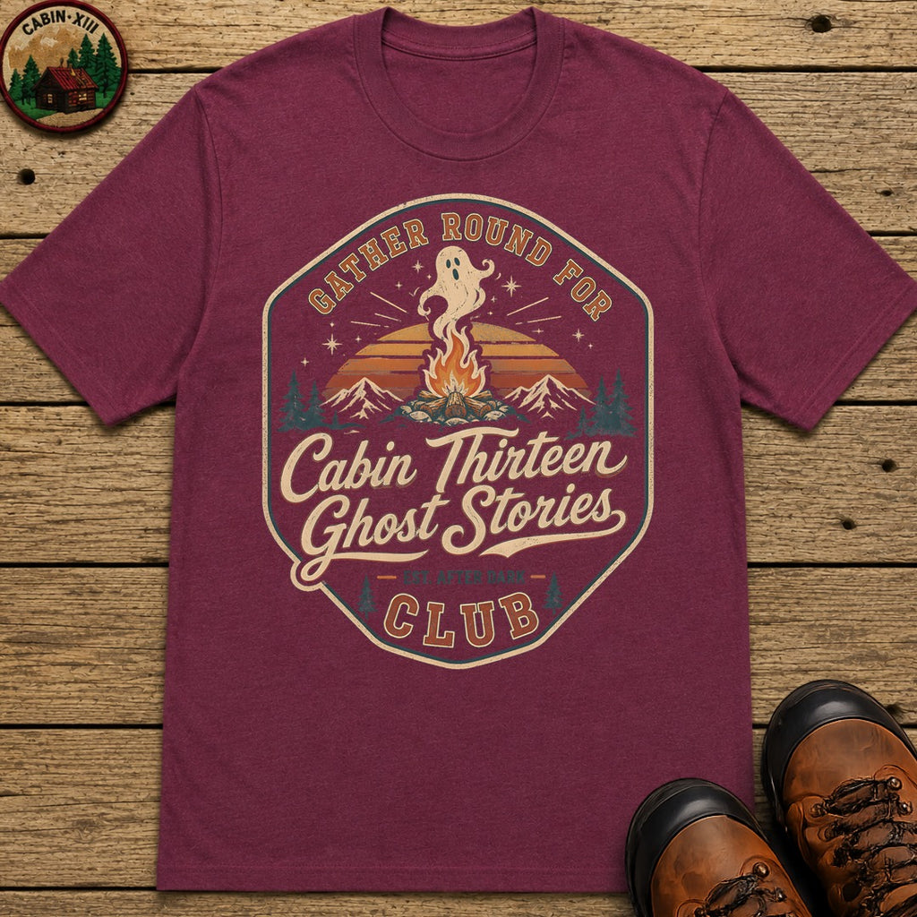 Cabin Thirteen Ghost Stories T Shirt - Berry