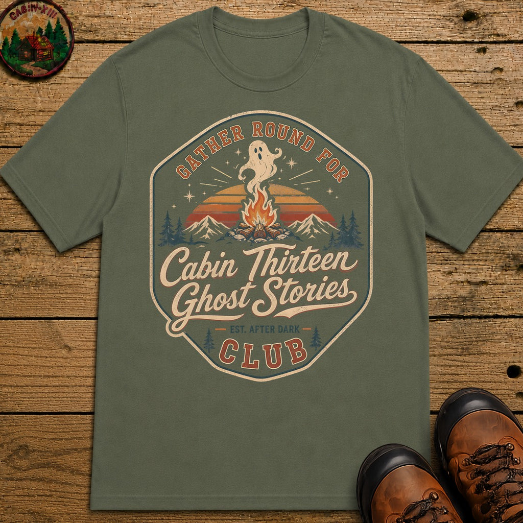 Cabin Thirteen Ghost Stories T Shirt - Moss