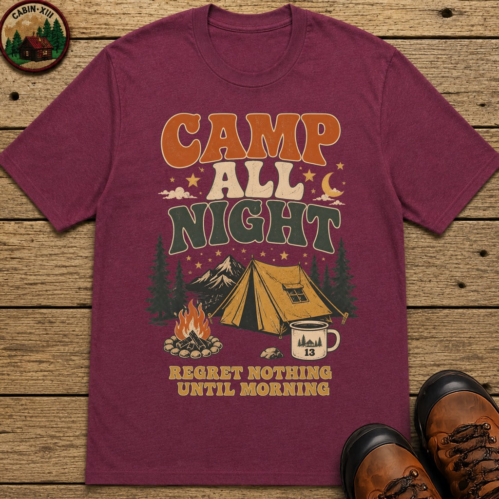Camp All Night T Shirt - Berry