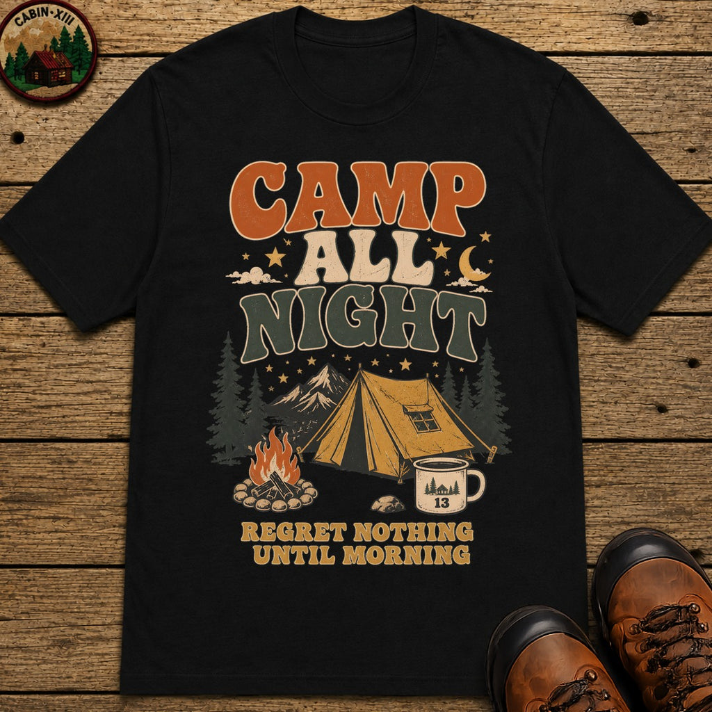 Camp All Night T Shirt - Black