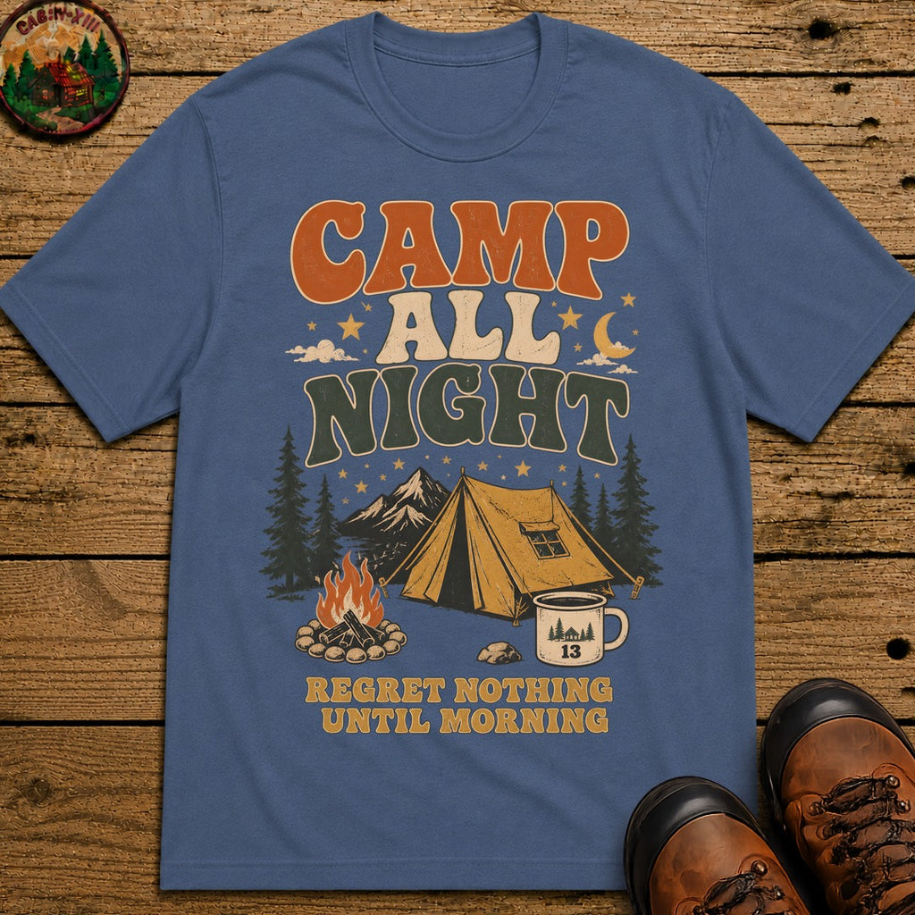 Camp All Night T Shirt - Blue Jean