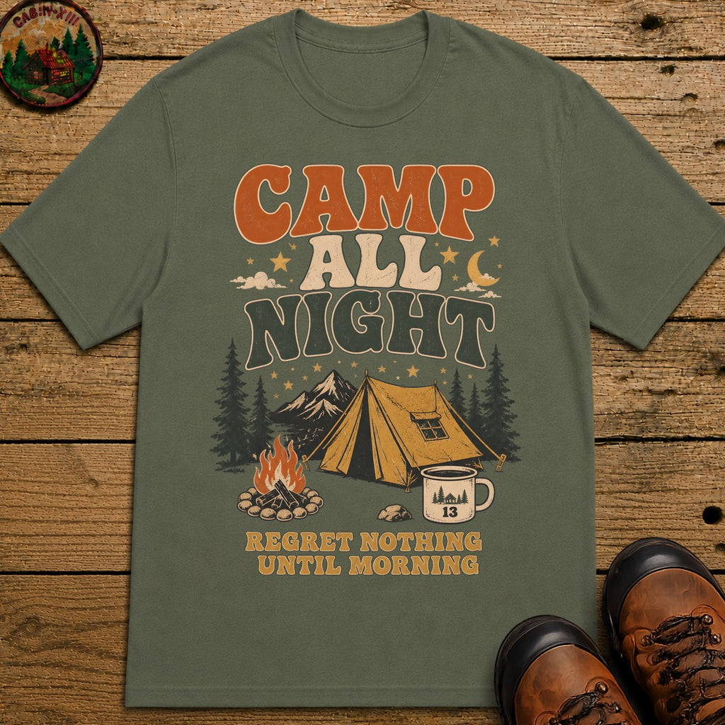 Camp All Night T Shirt - Moss