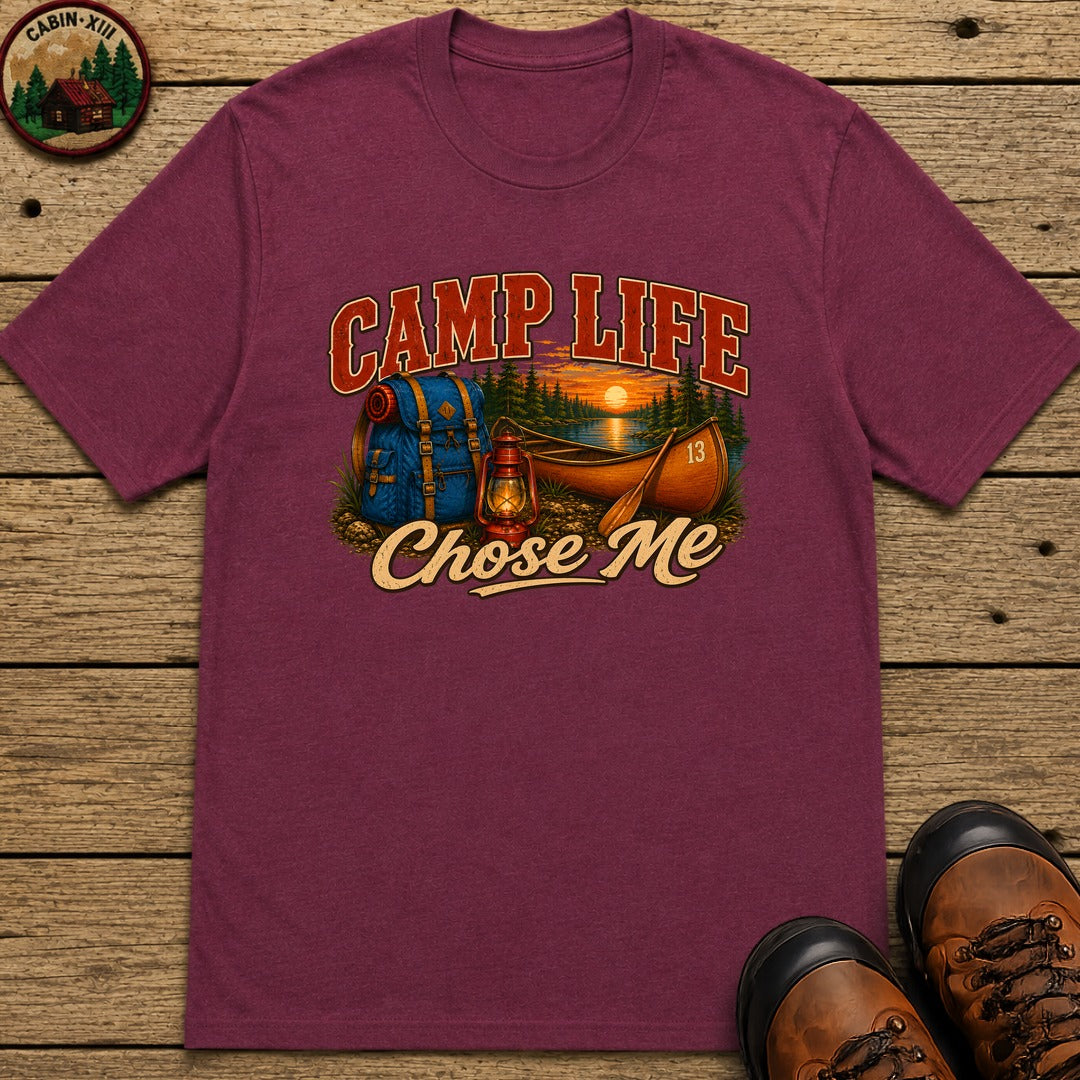 Camp Life Chose Me Vintage Camping Shirt — Outdoor Lake Tee - Berry