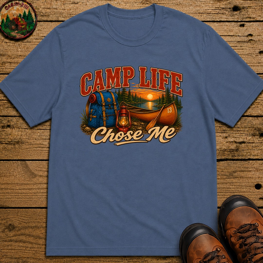 Camp Life Chose Me Vintage Camping Shirt — Outdoor Lake Tee - Blue Jean