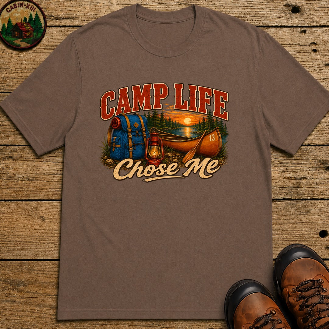 Camp Life Chose Me Vintage Camping Shirt — Outdoor Lake Tee - Espresso
