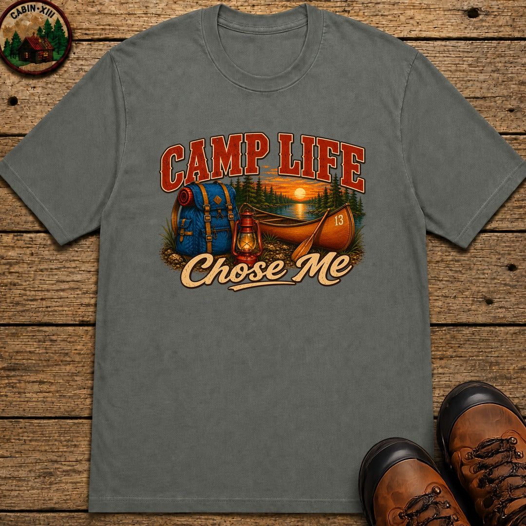 Camp Life Chose Me Vintage Camping Shirt — Outdoor Lake Tee - Pepper