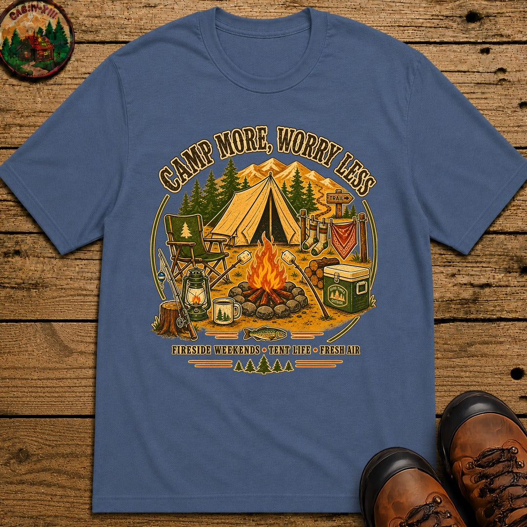 Camp More Worry Less T-Shirt - Blue Jean