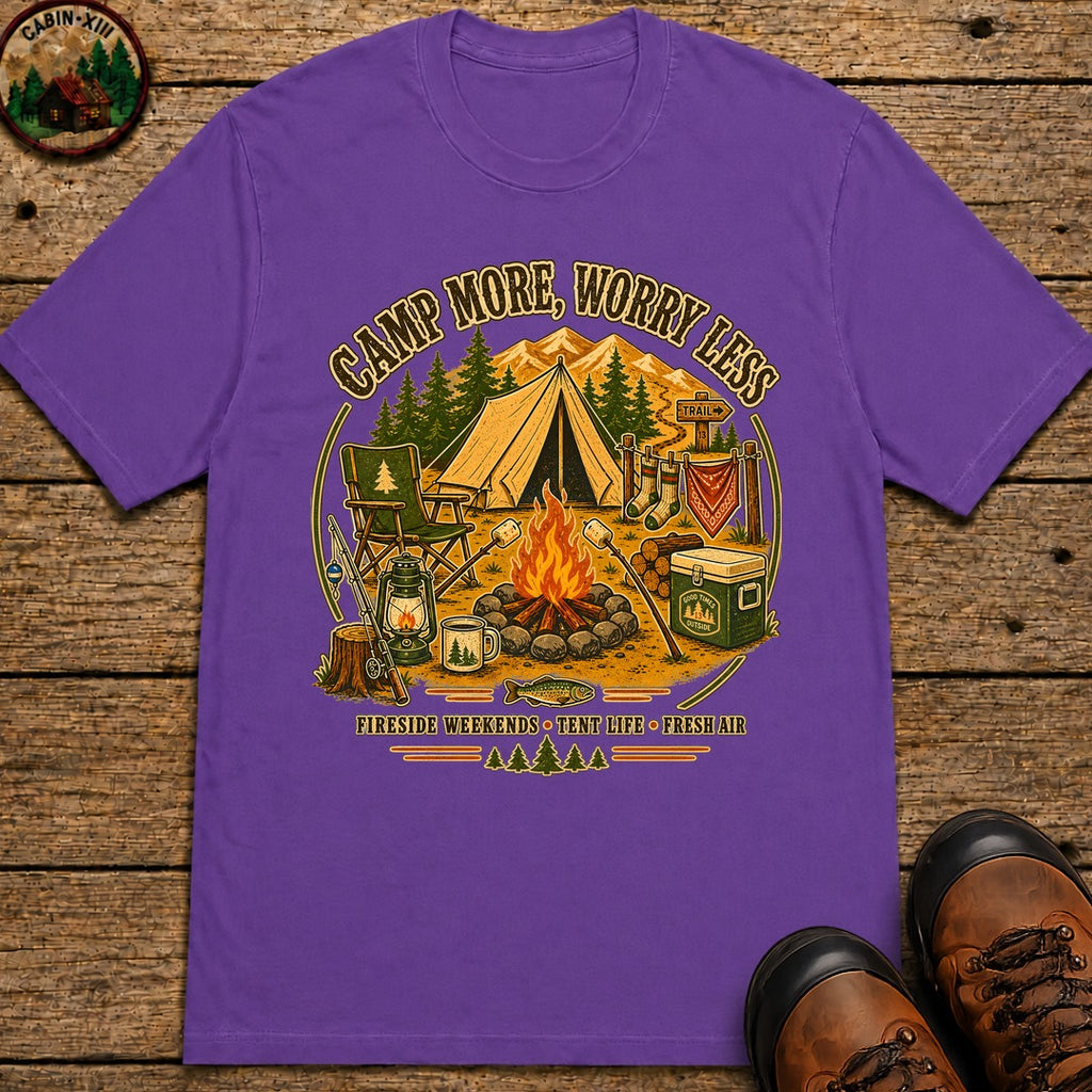 Camp More Worry Less T-Shirt - Grape