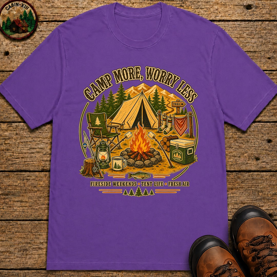 Camp More Worry Less T-Shirt - Grape